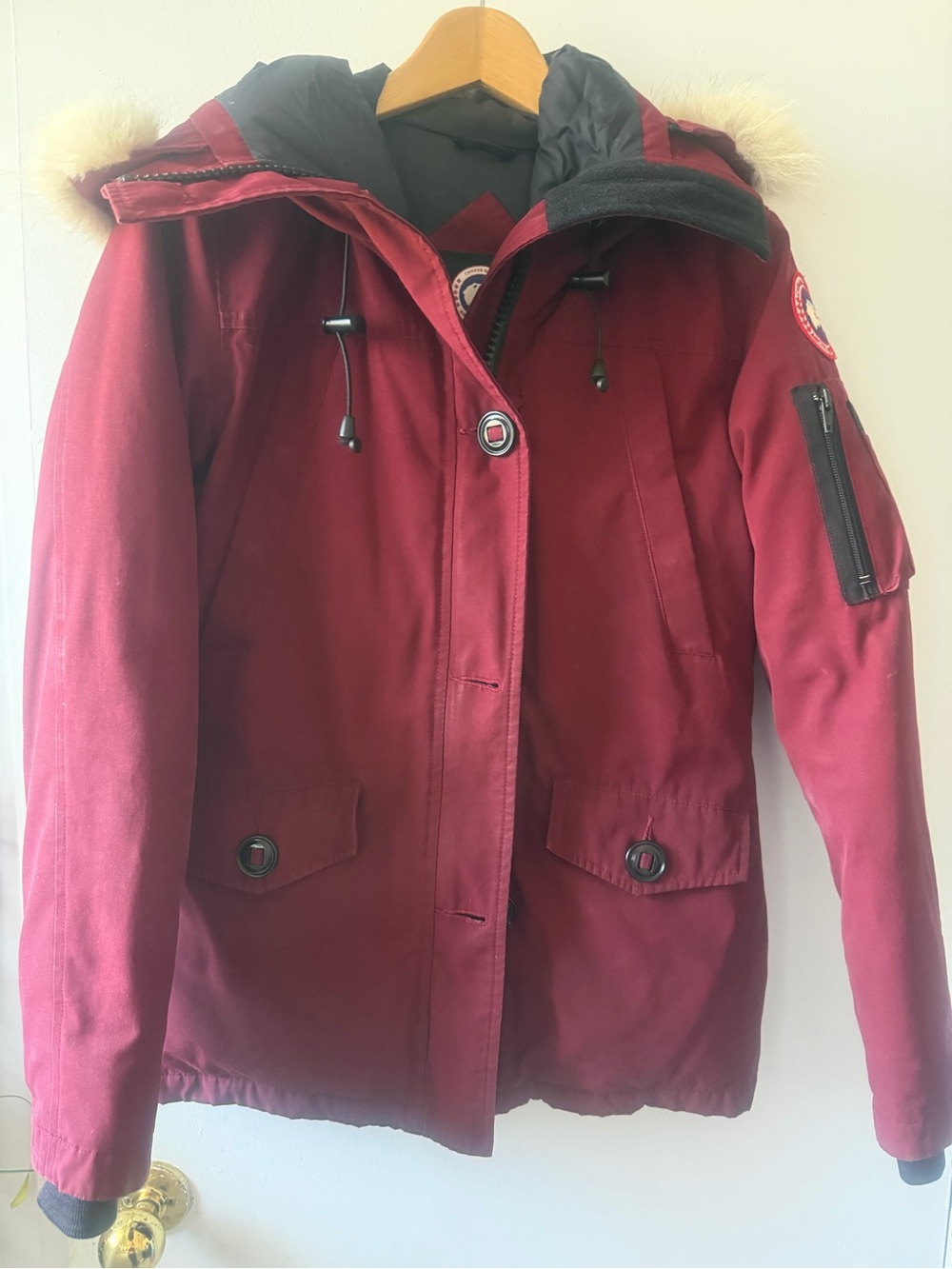 Canada Goose Women's Burgundy Parka with Fur-Trim Hood